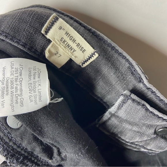 Madewell Size 27 9'' High Rise Skinny Jeans Washed Black Distressed Ripped Knee - Picture 8 of 10